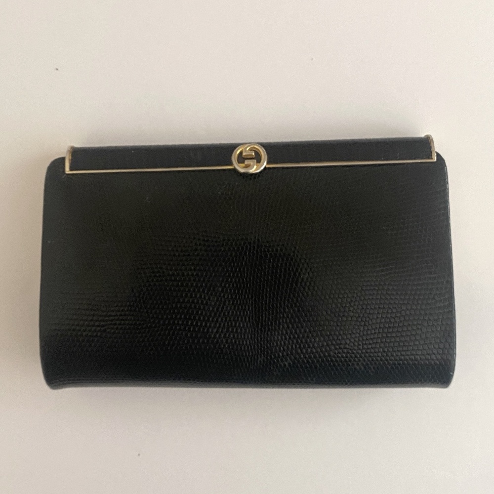 Gucci clutch - Vintage black lizard leather - AUTHENTIC